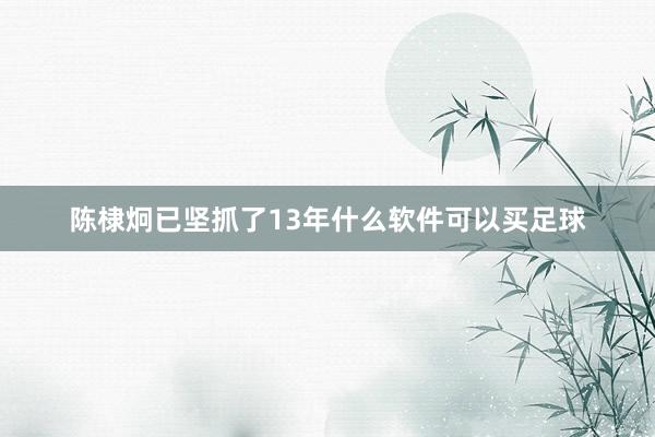 陈棣炯已坚抓了13年什么软件可以买足球