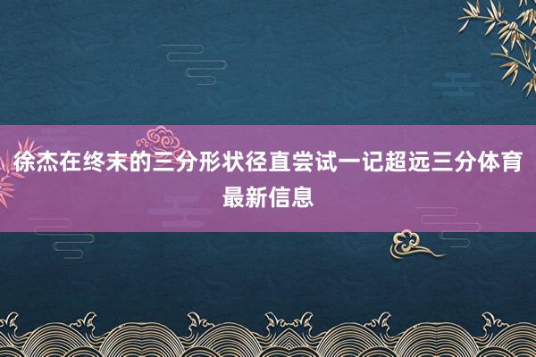 徐杰在终末的三分形状径直尝试一记超远三分体育最新信息